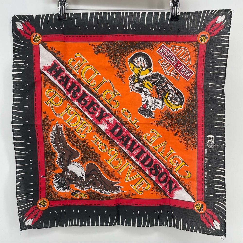Vintage Harley Davidson Bandana Orange Eagle Motorcycle